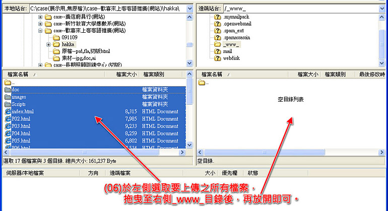 上傳之檔案，必須放在"_www_"資料夾內，方可推導出下載用之網址